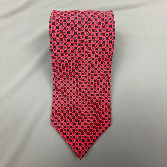 Karl Lagerfeld Silk Tie | Red Green | Geometric Circles | 60x3.5 - Picture 1 of 4
